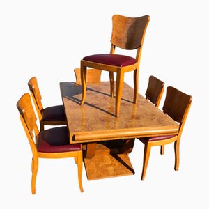 Art Deco Chairs and Table, 1930s, Set of 7-AVC-2019915