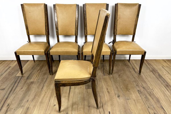 Art Deco Chairs in Beech Painted in Macassar, Set of 8-VMP-1231626