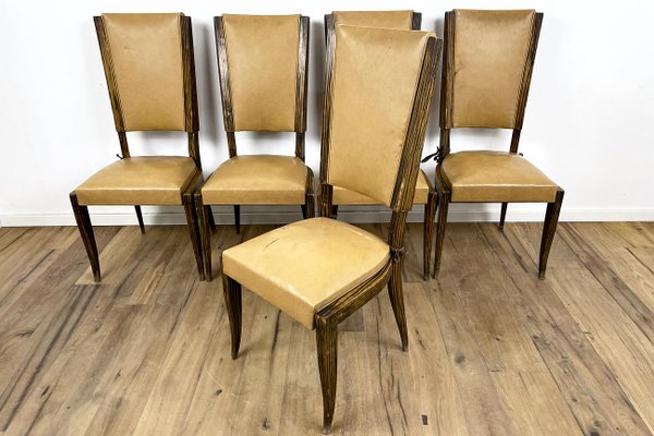 Art Deco Chairs in Beech Painted in Macassar, Set of 8-VMP-1231626