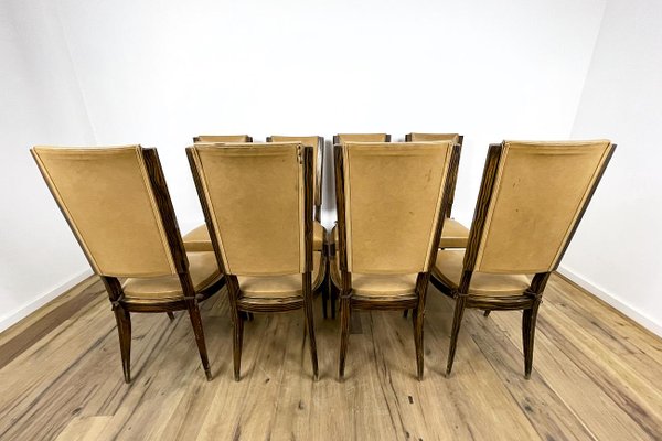 Art Deco Chairs in Beech Painted in Macassar, Set of 8-VMP-1231626