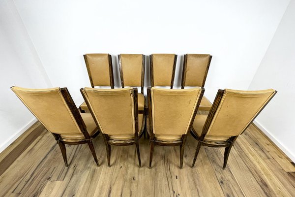 Art Deco Chairs in Beech Painted in Macassar, Set of 8-VMP-1231626