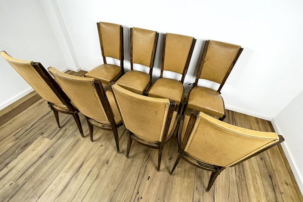 Art Deco Chairs in Beech Painted in Macassar, Set of 8-VMP-1231626