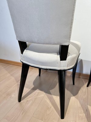 Art Deco Chairs in Black Lacquer in Cream Velour, France, 1930s, Set of 8-NNB-1729744