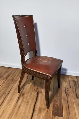 Art Deco Chairs in Red Leather, France, 1930s, Set of 6-VMP-1061497