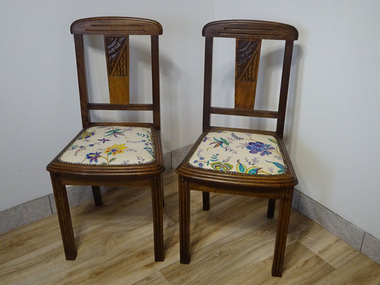 Art Deco Chairs in Upholstery Fabrics, 1960s, Set of 2