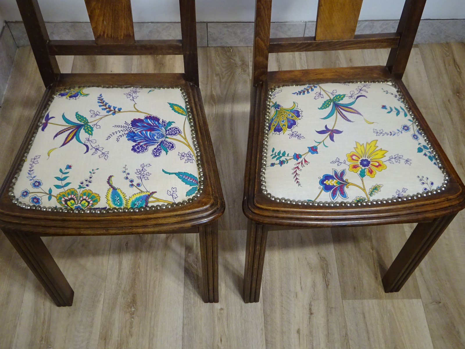 Art Deco Chairs in Upholstery Fabrics, 1960s, Set of 2