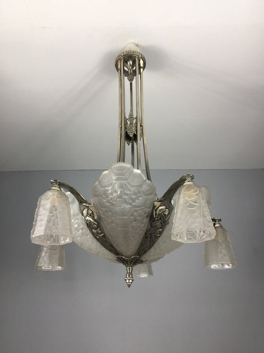 Art Deco Chandelier by André Nuet & Charles Schneider, 1920s