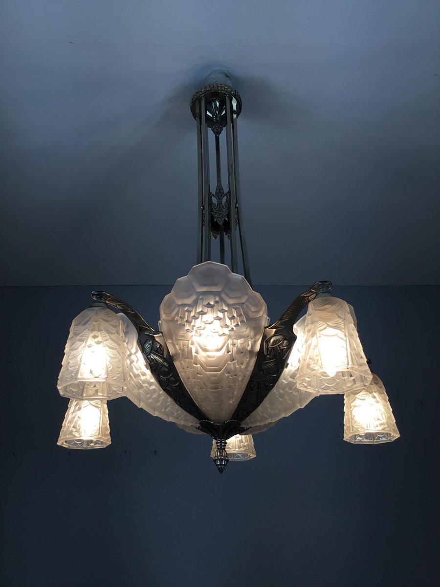 Art Deco Chandelier by André Nuet & Charles Schneider, 1920s