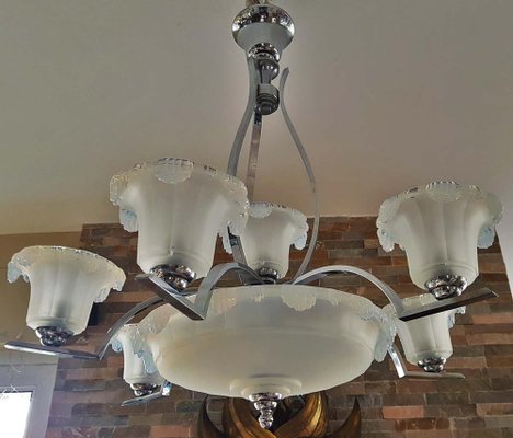 Art Deco Chandelier from Ezan & Petitot, France, 1930s-POM-1178110