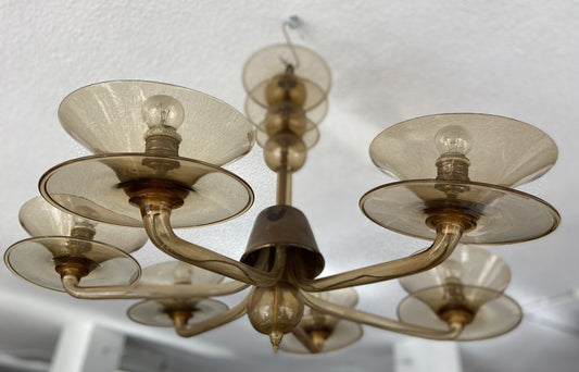 Art Deco Chandelier in Blown Glass, 1950s