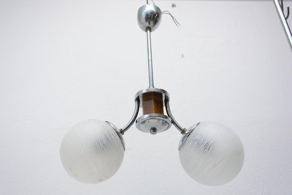 Art Deco Chandelier in Chrome and Wood, 1930s-HXT-1252162