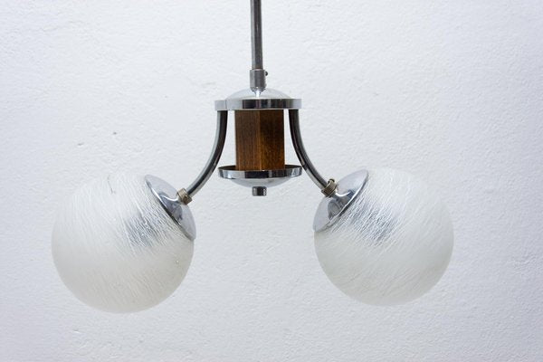 Art Deco Chandelier in Chrome and Wood, 1930s-HXT-1252162