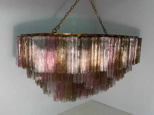 Art Deco Chandelier in Pink and Amber Murano Glass, 2000s-FF-1386148