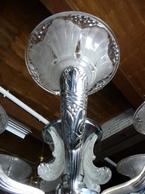 Art Deco Chandelier in Silver & Bronze, 1940s-IBO-1004416