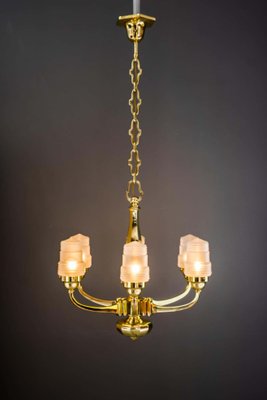 Art Deco Chandelier with Original Glass Shades, Vienna, 1920s-SPD-1005464