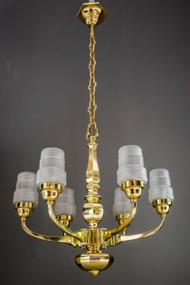 Art Deco Chandelier with Original Glass Shades, Vienna, 1920s-SPD-1005464