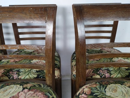 Art Deco Cherry Oak Table and Chairs, 1940s, Set of 7-EAD-1451606