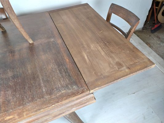 Art Deco Cherry Oak Table and Chairs, 1940s, Set of 7-EAD-1451606