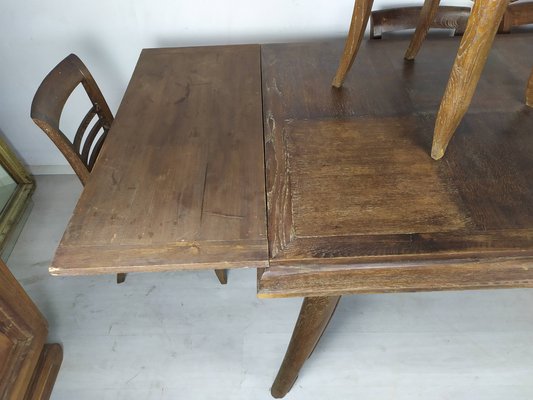 Art Deco Cherry Oak Table and Chairs, 1940s, Set of 7-EAD-1451606