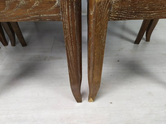 Art Deco Cherry Oak Table and Chairs, 1940s, Set of 7-EAD-1451606