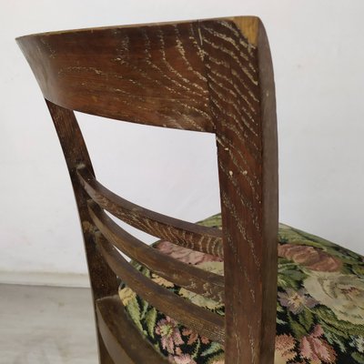 Art Deco Cherry Oak Table and Chairs, 1940s, Set of 7-EAD-1451606