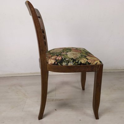 Art Deco Cherry Oak Table and Chairs, 1940s, Set of 7-EAD-1451606