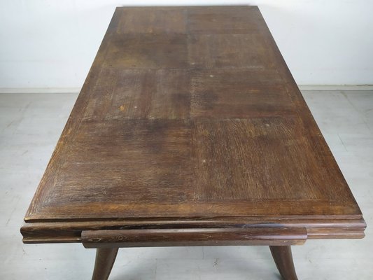 Art Deco Cherry Oak Table and Chairs, 1940s, Set of 7-EAD-1451606