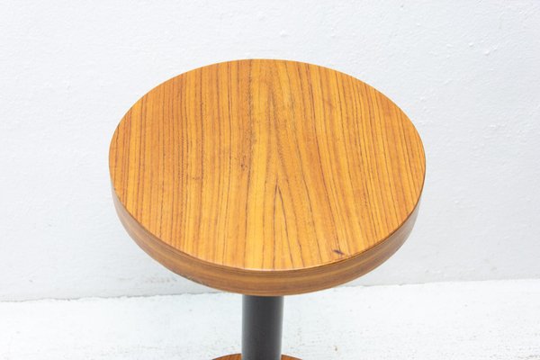 Art Deco Cherry Wood Round Side Table, Bohemia, 1930s-HXT-1308571