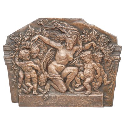 Art Deco Cherub or Nymph Wall Plaque in Embossed Copper, 1930s-ARU-1073203