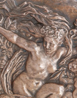 Art Deco Cherub or Nymph Wall Plaque in Embossed Copper, 1930s-ARU-1073203