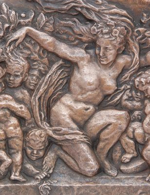 Art Deco Cherub or Nymph Wall Plaque in Embossed Copper, 1930s-ARU-1073203