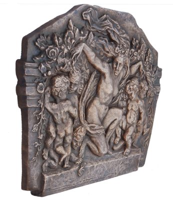 Art Deco Cherub or Nymph Wall Plaque in Embossed Copper, 1930s-ARU-1073203