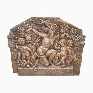 Art Deco Cherub or Nymph Wall Plaque in Embossed Copper, 1930s-ARU-1073203