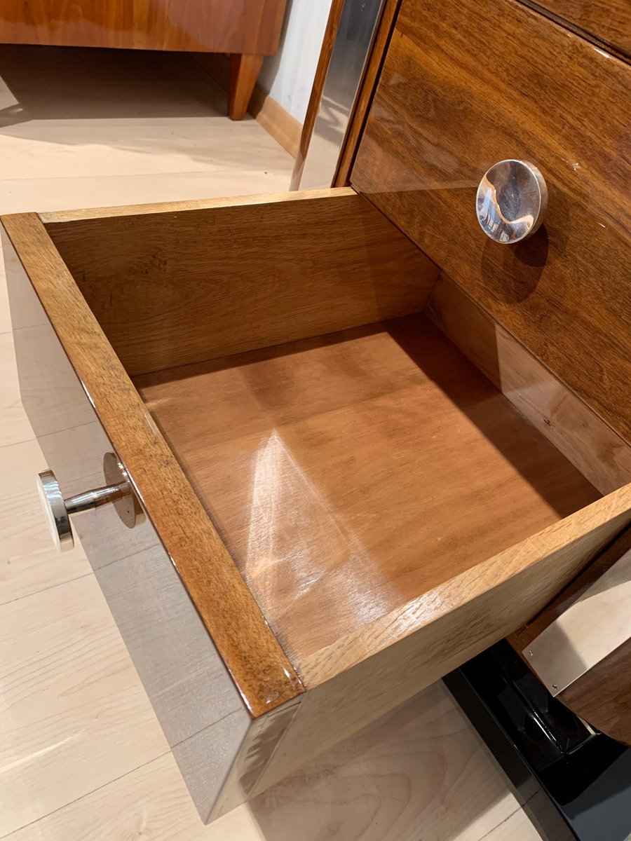 Art Deco Chiffonier or High Chest with Six Drawers, Walnut, France, circa 1930