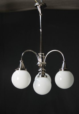 Art Deco Chrome 4-Light Chandelier, 1930s-TZ-920256