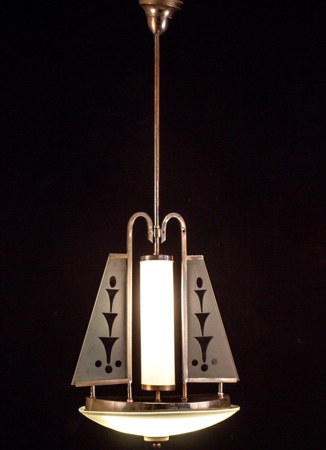 Art Deco Chrome and Murano Glass Chandelier by Pietro Chiesa for Fontana Arte, 1930s