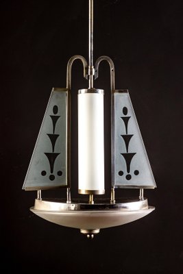 Art Deco Chrome and Murano Glass Chandelier by Pietro Chiesa for Fontana Arte-MBH-1031746