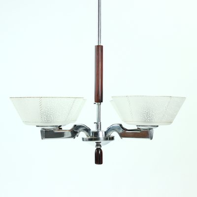 Art Deco Chrome Ceiling Lamp, 1940s-UL-581820