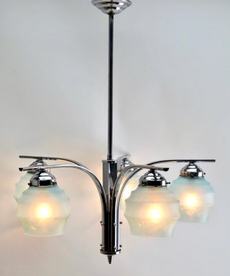 Art Deco Chrome Chandelier Five Arms in the Style of Kalmar-MJY-1150372