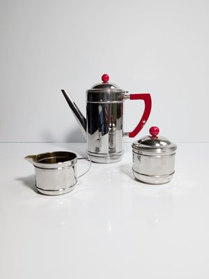 Art Deco Chrome Coffee Service Set with Bakelite, 1930s, Set of 3-VTK-2032380