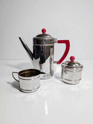 Art Deco Chrome Coffee Service Set with Bakelite, 1930s, Set of 3-VTK-2032380