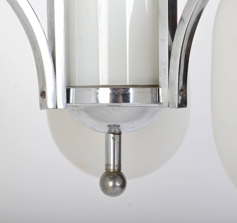 Art Deco Chrome-Plated Pendant Lamp, 1930s-VHD-1726211