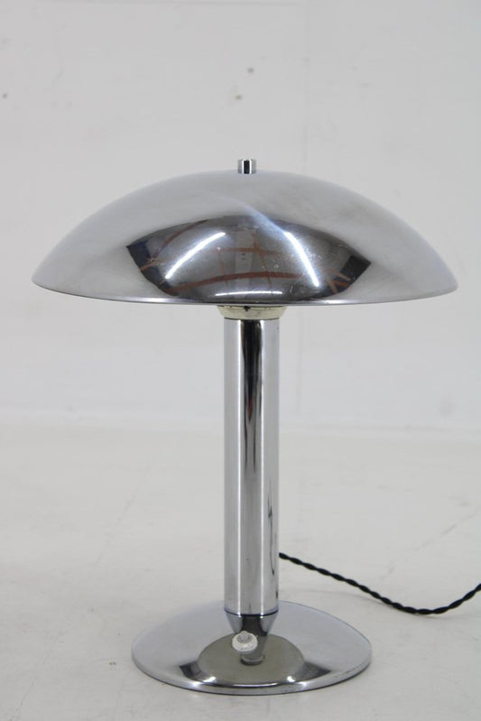 Art Deco Chrome-Plated Table Lamp, Former Czechoslovakia, 1930s