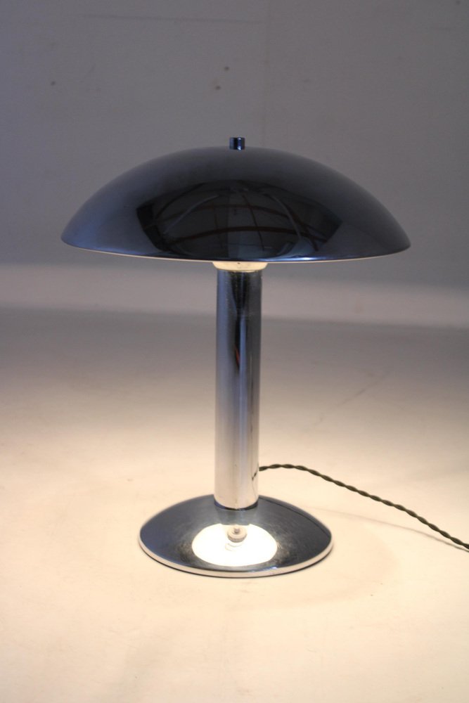 Art Deco Chrome-Plated Table Lamp, Former Czechoslovakia, 1930s