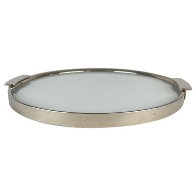 Art Deco Chrome Round Tray, 1930s-TZ-1395262