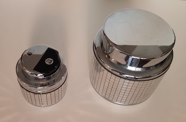 Art Deco Chrome Smoking Set from Erhard & Söhne, 1960s, Set of 2-QDP-942265