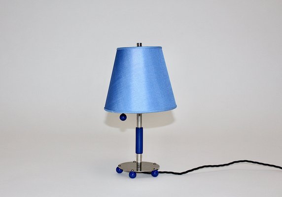 Art Deco Chrome Table Lamp in Blue, Germany, 1930s-NB-1013131