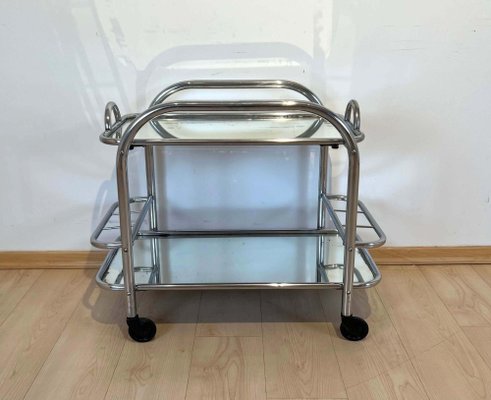 Art Deco Chromed Steel Bar Cart by Robert Mallet-Stevens, France, 1925-NNB-1416493