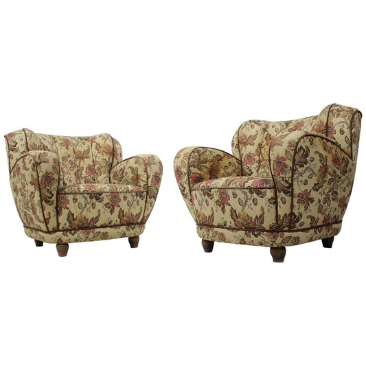 Art Deco Club Armchairs, 1930s, Set of 2