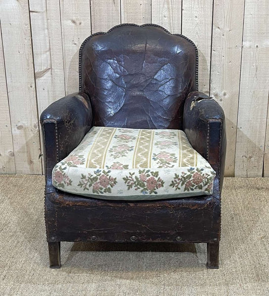 Art Deco Club Chair in Leather, 1930s